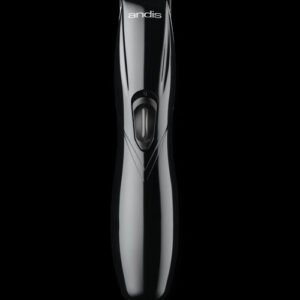 "Andis Slimline Pro Li cordless black T‑blade trimmer with included comb attachments and charging stand" "Slimline Pro Li T‑Blade close‑up showing carbon‑steel blade and ergonomic handle"