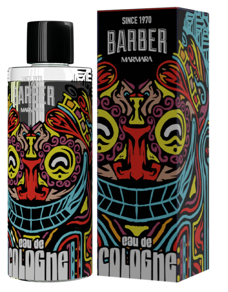 Product Image (Bottle): "A 500 ml bottle of Barber Cologne Colombia Edition with a sleek label featuring the Colombian flag colors." Lifestyle Shot (Barber Use): "A barber applying cologne to a client's neck after a fresh haircut in a modern barbershop." Flat Lay Image: "Barber Cologne bottle surrounded by grooming tools like a straight razor, shaving brush, and towel on a wooden surface." Close-up of Splashing: "A splash of cologne being poured into the palm, with light reflecting off the clear liquid."