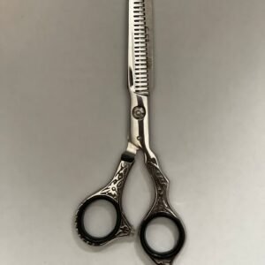 “Professional stainless steel barber scissors hair cutting shears” “Barber scissors with offset handle ergonomic design” “Sharp stainless steel hair cutting shears for salon and barbershop” “High-precision barber scissors for professional hairstyling”