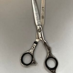“Professional stainless steel barber scissors hair cutting shears” “Barber scissors with offset handle ergonomic design” “Sharp stainless steel hair cutting shears for salon and barbershop” “High-precision barber scissors for professional hairstyling”