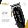 “Wahl 5-Star Cordless Senior Clipper Model 56416 with metal housing” “Close-up of adjustable fade blade on Wahl Cordless Senior” “Wahl Professional 5-Star Senior cordless/cord clipper” “Wahl Senior 56416 high-torque motor professional barber clipper”