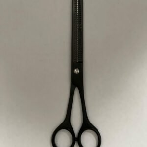 7-inch-professional-barber-scissors-stainless-steel-razor-edge.jpg  "Close-up of professional 7-inch barber scissors with silver stainless steel blades and an ergonomic offset handle."  barber-using-7-inch-shears-for-scissor-over-comb.jpg "Professional barber performing a scissor-over-comb technique using 7-inch hair cutting shears."  razor-edge-hollow-ground-blade-detail.jpg "Macro shot of the hand-honed razor edge on high-carbon steel barber scissors."