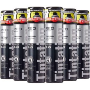 Red by Kiss Tintation Temporary Hair Color Spray 6 oz (Black #TCSL01D) [6 Pack]